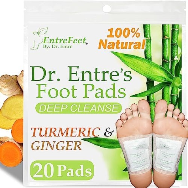 Dr. Entre's Foot Patch: Deep Cleansing Foot Pads | Effective Premium Turmeric & Ginger Foot Patches | 20 Pack