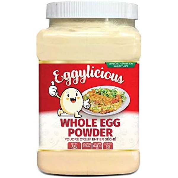 Eggylicious Whole Egg Powder, Dried Natural Protein Powder, Made from Fresh Eggs, White & Yolk Mixed, Pasteurized, Non-GMO, No Additives, Used for Baking Icing,1lbs(16oz)