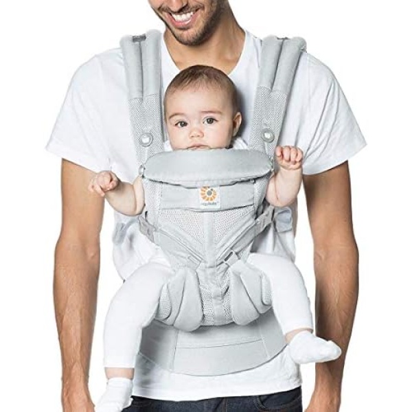 Ergobaby Omni 360 All-Position Baby Carrier for Newborn to Toddler with Lumbar Support & Cool Air Mesh (7-45 Lb), Pearl Grey