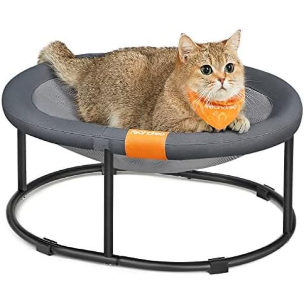 Feandrea Cat Bed, Cat Hammock, Small Dog Bed, for Pets up to 18 lb, with Removable Mesh, Machine Washable, Oval, Gray UPCB001G01