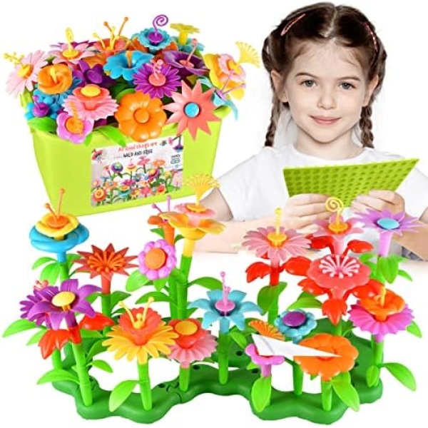 Flower Building Toys,135PCS Garden Building Set for Girls Boys Early Educational Learning STEM Toys Stacking Game for Toddlers Playset Birthday Gifts for Age 3 4 5 6 7 Year Old Kids