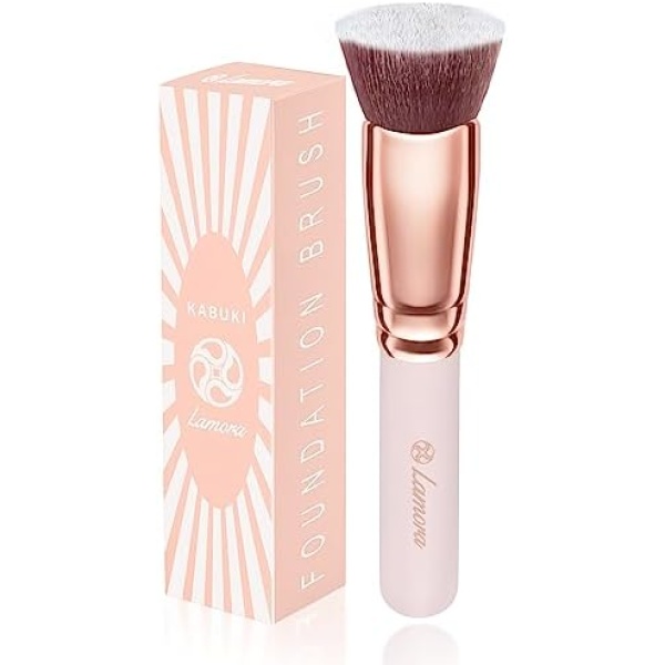 Foundation Brush Flat Top Kabuki - Perfect For Blending Liquid Makeup, Cream or Flawless Powder Cosmetics - Buffing, Stippling, Concealer - Premium Quality Synthetic Dense Bristles