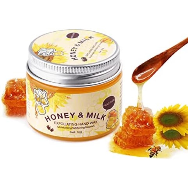 Hand Mask, Milk Honey for Extra Dry Skin, Hand Wax Mask Hydrating Exfoliating Nourish Skin, 50g