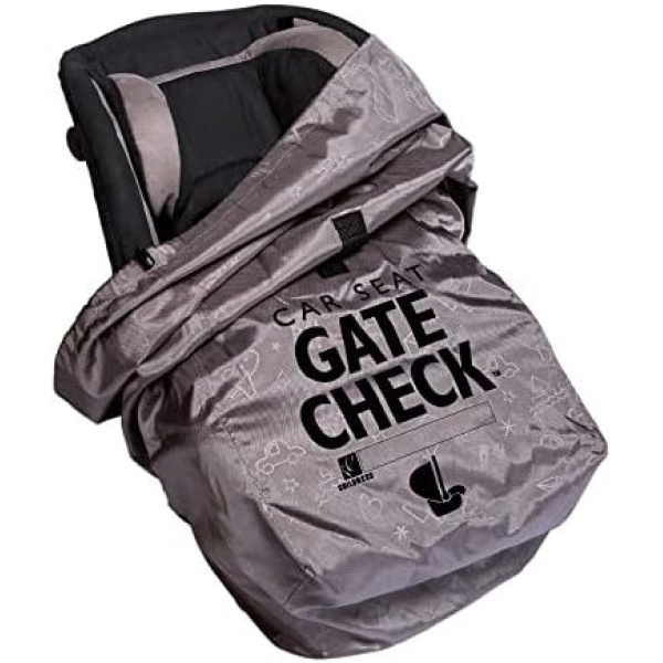 J.L. Childress DELUXE Gate Check Bag for Car Seats - Premium Heavy-Duty Durable Air Travel Bag, Backpack Straps - Fits Convertible Car Seats, Infant carriers and Booster Seats, Grey