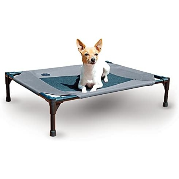 K&H Pet Products Cooling Elevated Dog Bed Outdoor Raised Dog Bed with Washable Breathable Mesh, Dog Cot Bed No-Slip Rubber Feet, Portable Dog Cot Indoor Outdoor Dog Bed, Medium Gray/Black Mesh