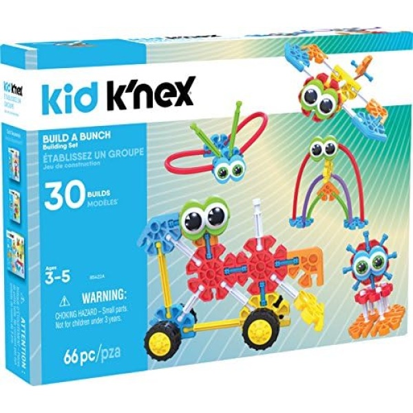 Kid K’NEX Build A Bunch Set for Ages 3-5, Construction Educational Toy, 66 Pieces (Packaging may vary)