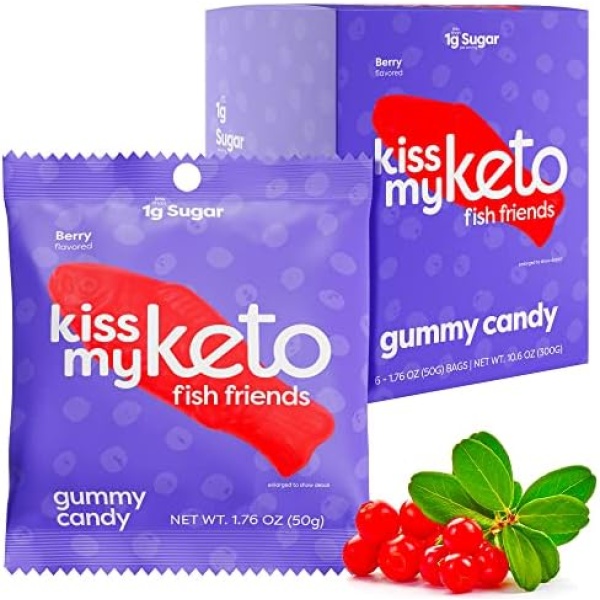 Kiss My Keto Gummies Candy – Low Carb Candy Gummy Fish, Keto Snack Pack – Healthy Candy Gummys – Vegan Candy, Keto Gummy Candy – Keto Candy Gummies (6-pack)