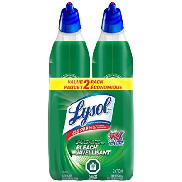 Lysol Toilet Bowl Cleaner, Bleach, For Cleaning and Disinfecting, Stain Removal, 10x cleaning actions, 1420ml, Pack of 2 (2 x 710ml)