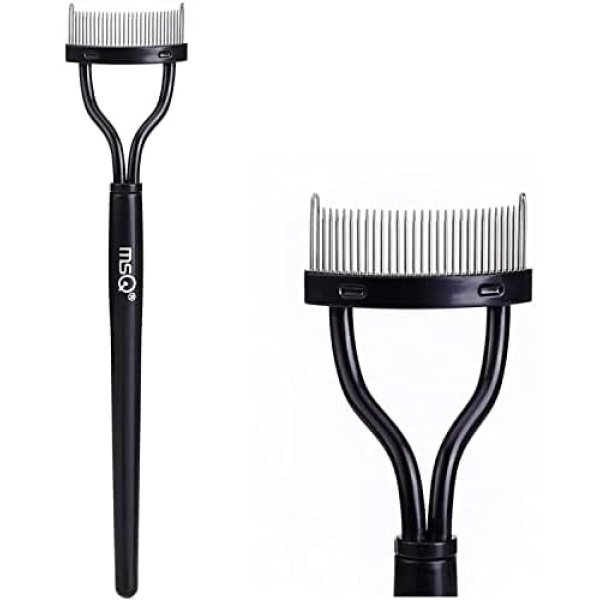 MSQ Eyelash Comb Curler Eyebrow Brush Eyelash Separator Mascara Applicator Eyelash Definer With Comb Cover Arc Designed Cosmetic Brushes Tool Black,(1PCS)