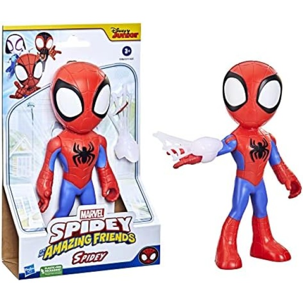 Marvel Spidey and His Amazing Friends Supersized Spidey 9-inch Action Figure, Preschool Super Hero Toy for Kids Ages 3 and Up