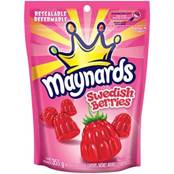 Maynards Swedish Berries Gummy Candy, 355g, Back to School Treats