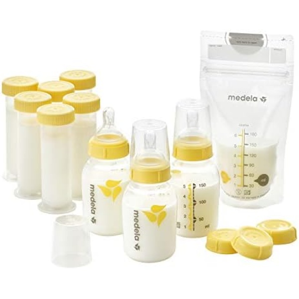 Medela Breastfeeding Gift Set, Complete Breast Milk Storage System; Bottles, Nipples, Travel Caps, Breast Milk Storage Bags, & More; Made Without BPA