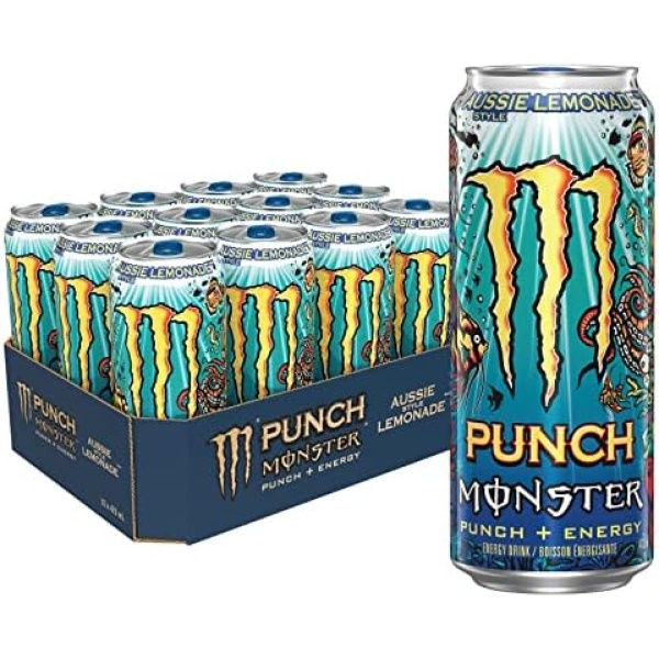 Monster Energy, Punch Aussie Style Lemonade, 473mL Cans, Pack of 12