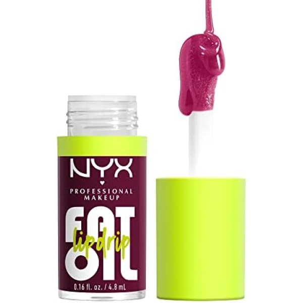 NYX PROFESSIONAL MAKEUP, Fat Oil, Lip drip, 12HR Hydration, Non-sticky, Vegan Formula - 04 THATS CHIC (Berry Purple)