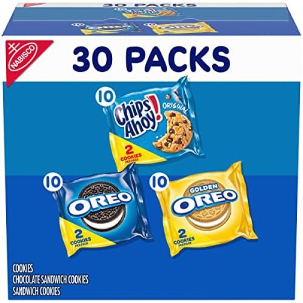 Nabisco Sweet Treats Cookie Variety Pack OREO, OREO Golden & CHIPS AHOY!, 30 Snack Packs