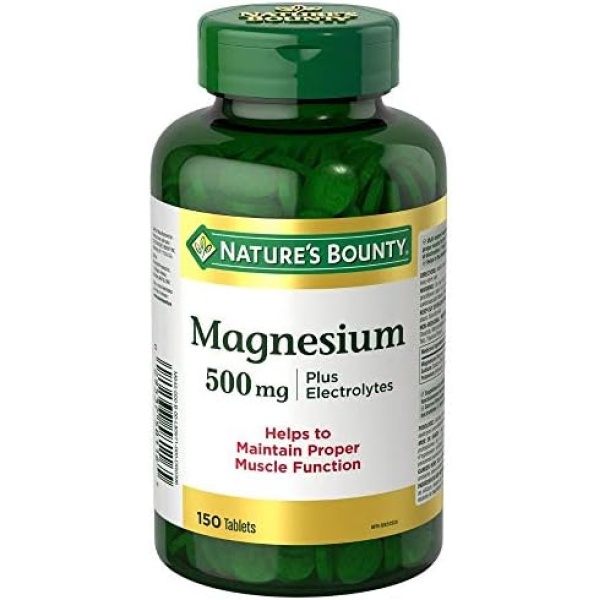 Nature's Bounty Magnesium 500 mg Plus Electrolytes, 150 Tablets (Package May Vary)