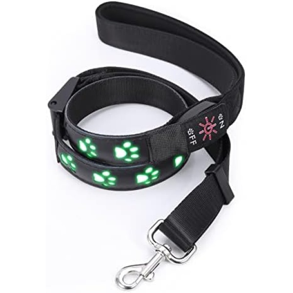 Newest LED Dog Leash Ankilo Light Up Dog Leash USB Rechargeable Glow Safety Standard Dog Leashes with Six Color Lights Padded Handle Rotating Swivel Clasp for Small Medium Large Dogs