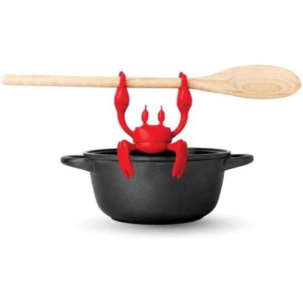 OTOTO Red The Crab Silicone Utensil Rest - Silicone Spoon Rest for Stove Top - BPA-Free, Heat-Resistant Kitchen and Grill Utensil Holder - Non-Slip Spoon Holder Stove Organizer and Steam Releaser