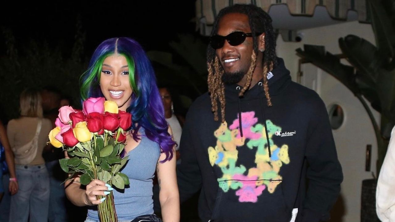 Offset Wore a $499 Black Maison Mihara Yasuhiro Graphic Hoodie While Gifting Cardi B with Roses