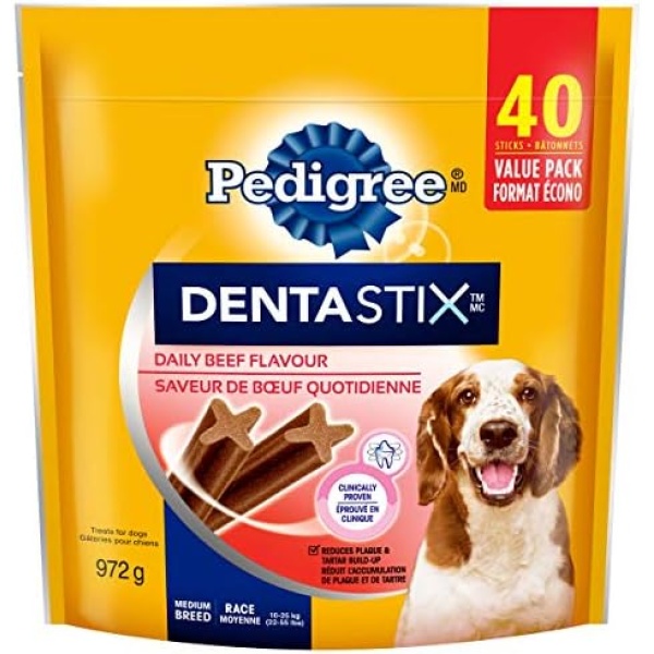 PEDIGREE DENTASTIX Oral Care Dog Treats for Medium Dogs - Beef, 40 Sticks