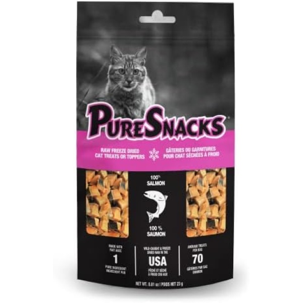 PureSnacks 2PSC23SM6 Salmon 0.81 oz/23g One Size Cat Treats, 1 Pouch