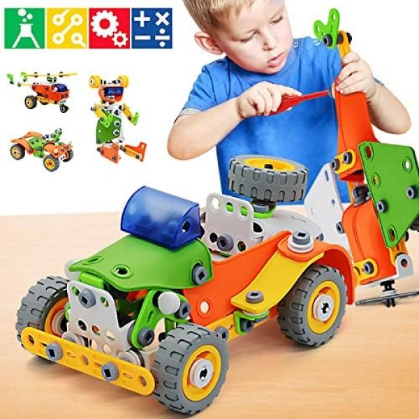 STEM Learning Toys 5 in 1 Erector Set DIY Educational Construction Engineering Building Blocks Toys Kits for Kids Ages 6-12 for Boys & Girls Gift