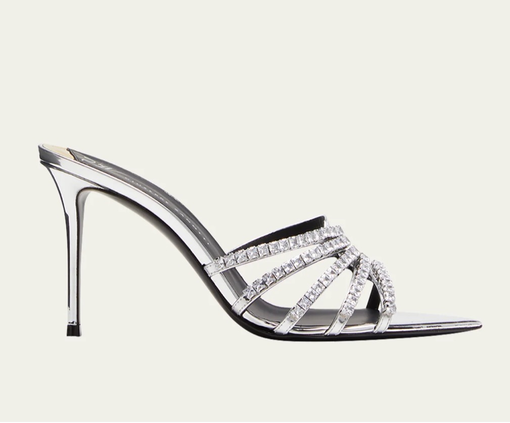 Splurge $1,150 on Giuseppe Zanotti’s Crystal Metallic Stiletto Mules