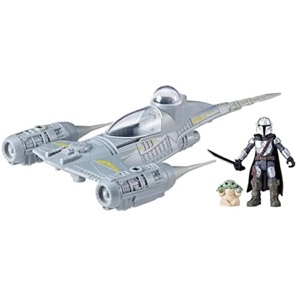 Star Wars Mission Fleet Mando's N-1 Starfighter, Grogu & Mandalorian Action Figure Set, Star Wars Ships, Star Wars Toys for 4 Year Old Boys & Girls