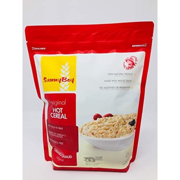 Sunny Boy Original Hot Cereal - Locally Sourced Canadian Whole Grains, High in Fibre, Non-GMO, 6g of Protein per Serving, 907g