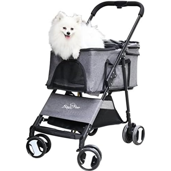 Susire Dog Jogging Stroller Foldable: Pet Strollers with Detachable Carrier - Cat Portable Jogger Running with Rain Cover - Doggie Compact Folding Walking Buggy for Small Medium Dogs Cats