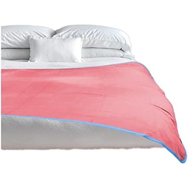 TOP 100% Waterproof Blanket Pink/Light Blue Jumbo 80x60 for Adults and Pets. Keep Everything Dry No Matter How Wet It Gets! UltraSoft Noiseless Leakproof Bed, Mattress, Furniture Protector EZ Wash/Dry