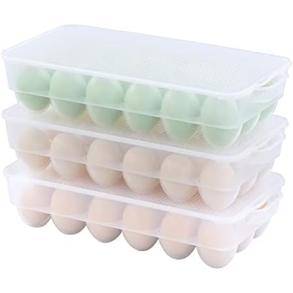 Tstorage Plastic Egg Holder Tray, Pack of 3, Total Hold 54 Eggs