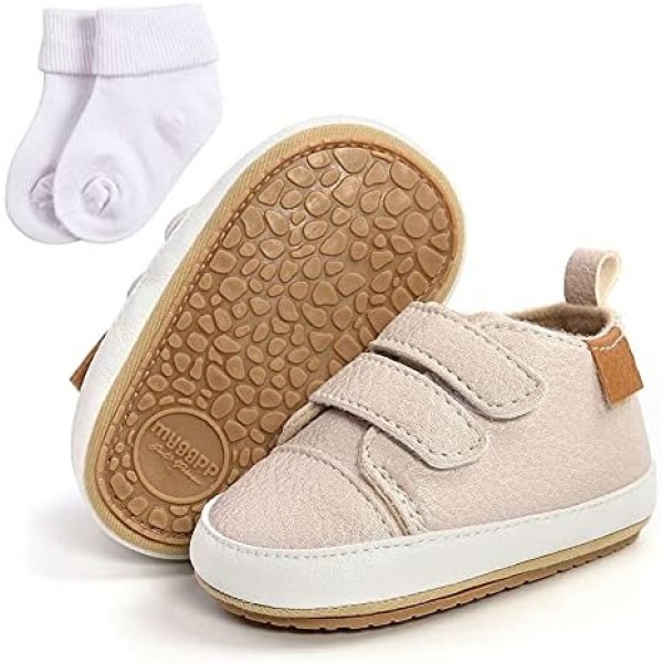 WWYY Baby Girls Boys Sneakers Shoes Soft Rubber Shoes Anti-Slip Moccasins Prewalkers Shoes First Walking Crib Shoes with Socks Gift