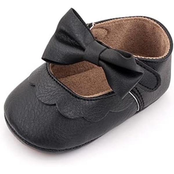 XYLUIGI Baby Girls Mary Jane Flats with Bownot PU Leather Rubber Sole Infant Toddler First Walker Shoes