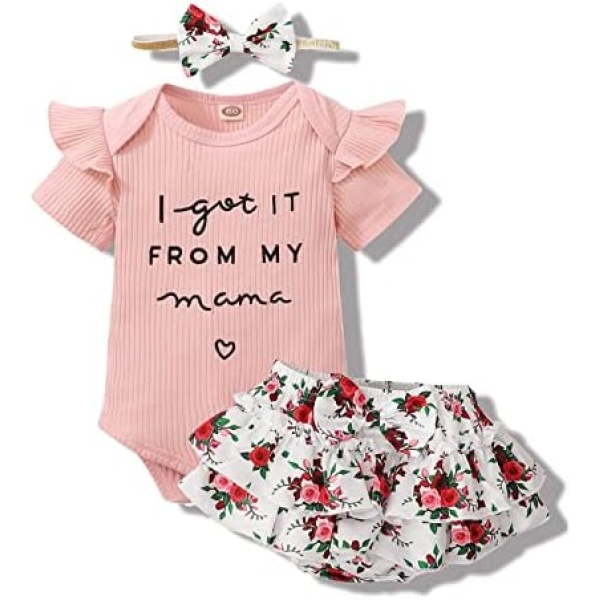 Xumplo Newborn Baby Girl Clothes Romper Shorts Set Infant Girls Floral Summer Outfits 3pc (0-24 Months)