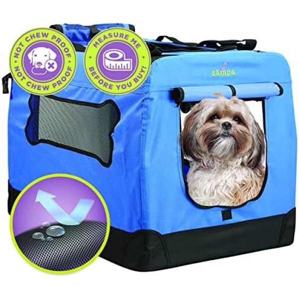 Zampa Pet Portable Crate – Great for Travel, Home and Outdoor – for Dog’s, Cat’s and Puppies – Comes with A Carrying Case