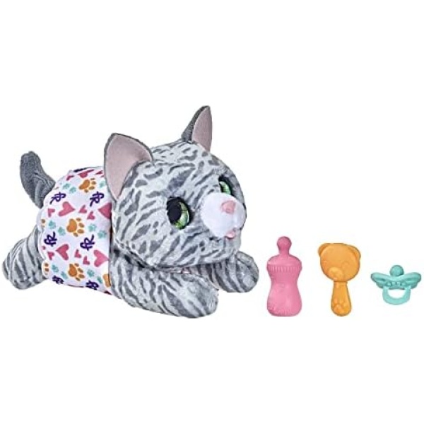 furReal Newborns Kitty Interactive Animatronic Plush Toy: Electronic Pet with Sound Effects and Closing Eyes, for Kids Ages 4 and up