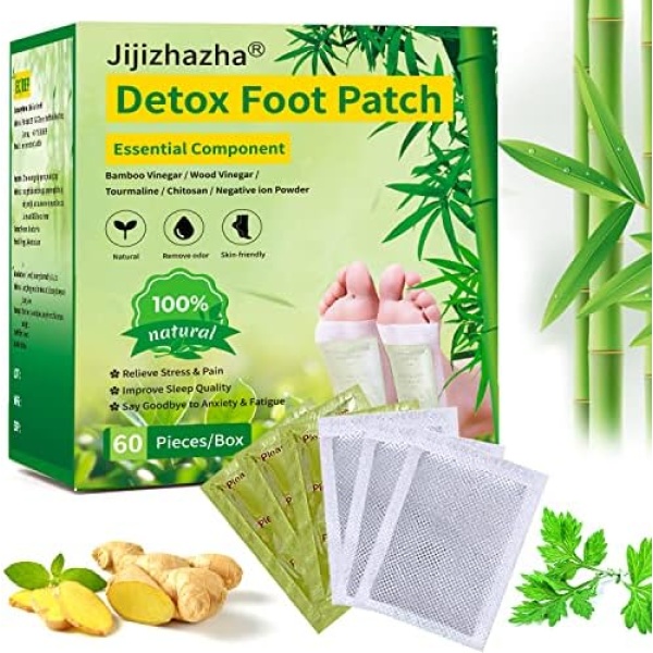 120 Pcs All Natural Ingredients Detox Foot Patches,Organic Bamboo Vinegar Detox Foot Pads Improves Sleep Quality,，Safe and Easy to Use(Extra Socks)