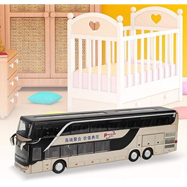 1:50 Bus Toy Kids Car Model Toy, Alloy Bus Toy Double-Decker Bus Toy, Play Set Toys Toddlers Kids for Girls for Boys(Golden)