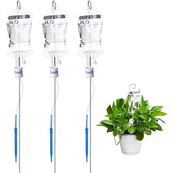 3 Pack Automatic Watering Bag Automatic Watering System for House Plants 350ml Plant Irrigation Drip Bag with Metal SupportFun Garden Gifts - Home Accessories - Plant Waterer for Indoor Plants