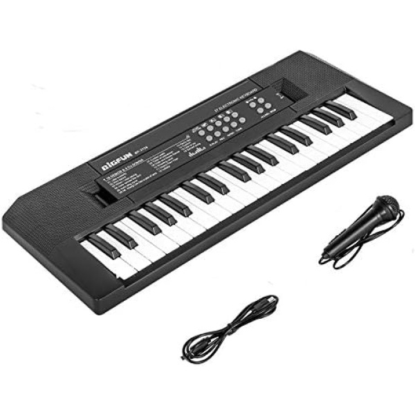 37 Keys Electronic Piano for Kids Musical Keyboard Piano with Microphone Children Music Learning Toys for 3-5 Years Old Boys Girls Birthday Gifts for 3 4 5 Year Old Kids Piano Toy (Black)