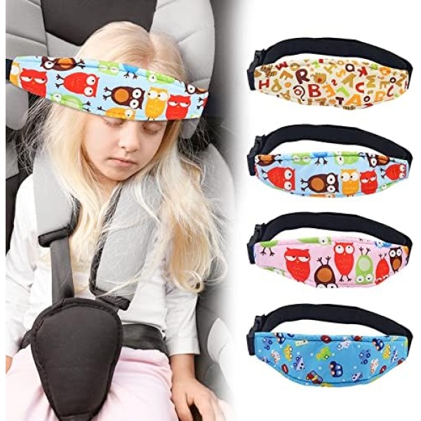 4 Pieces Baby Car Seat Head Support, Stroller Neck Relief Head Strap, Car Seat Sleeping Head Support Band, Toddler Seat Sleeping Fixed Belt for Infants Children (Multi)