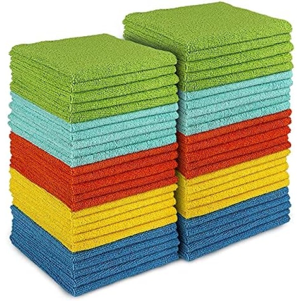 AIDEA Microfiber Cleaning Cloths Edgeless All-Purpose Softer Highly Absorbent, Lint Free - Streak Free Wash Cloth for House, Kitchen, Car, Window, (12in.x 12in.)-(Pack-50)