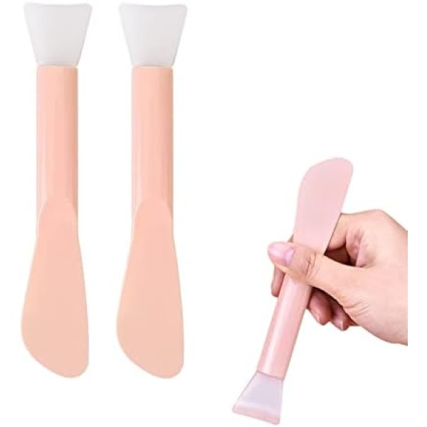 Angzhili 2Pcs Silicone Double-Ended Face Mask Brush Applicator,Facial Mud Mask Brush,Makeup Beauty Tool for Apply Mud, Clay,Charcoal Mixed Mask,Cream,Lotion