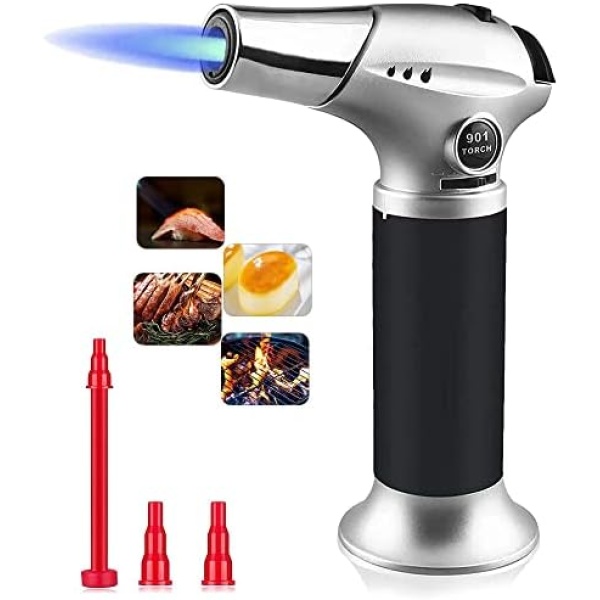 Arespark Butane Torch, Kitchen Torch Lighter Refillable Blow Torch with Safety Lock and Adjustable Flame for Creme Brulee, BBQ, Baking, Desserts, Gas Not Included