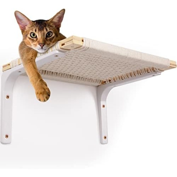 BEBOBLY Floating Cat Wall Shelves and Perch for Indoor Cats | Hanging Cat Hammock Wall Mounted Cat Bed | Solid Modern Pet Kitten Stairs Ladder Furniture for Sleeping Playing Climbing Lounging