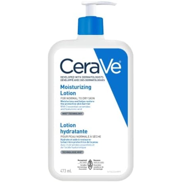 CeraVe Daily Moisturizing Lotion | Body Lotion for Women and Men + Face Moisturizer + Hand Cream with Hyaluronic Acid. For Dry Skin & Sensitive Skin, Fragrance-Free, Verified Product by CeraVe, 473 mL