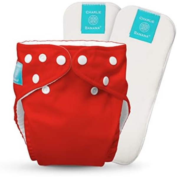 Charlie Banana Diaper Plus 2 Inserts, Red