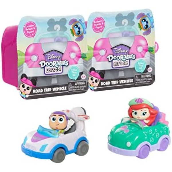 Disney Doorables Let’s Go Vehicles 2-Pack Series 1, Toy Figures, Officially Licensed Kids Toys for Ages 5 Up, Gifts and Presents, Amazon Exclusive