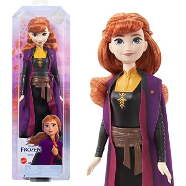 Disney Frozen Anna Fashion Doll & Accessory, Signature Look, Toy Inspired by the Movie Disney Frozen 2